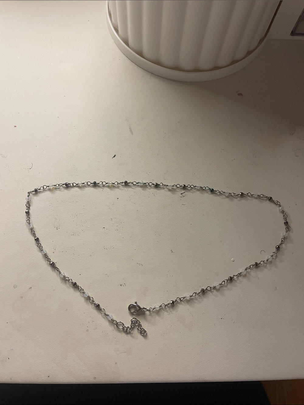 Silver and White Necklace